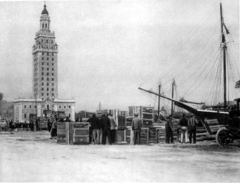 The Miami Daily News Tower in 1925. It is commonly referred to as Freedom Tower for its role in welcoming Cubans during the 1960s, and will celebrate its centennial in July of 2025. Courtesy of Florida State Archives. The Miami Daily News Tower in 1925. It is commonly referred to as Freedom Tower for its role in welcoming Cubans during the 1960s, and will celebrate its centennial in July of 2025. Courtesy of Florida State Archives.
