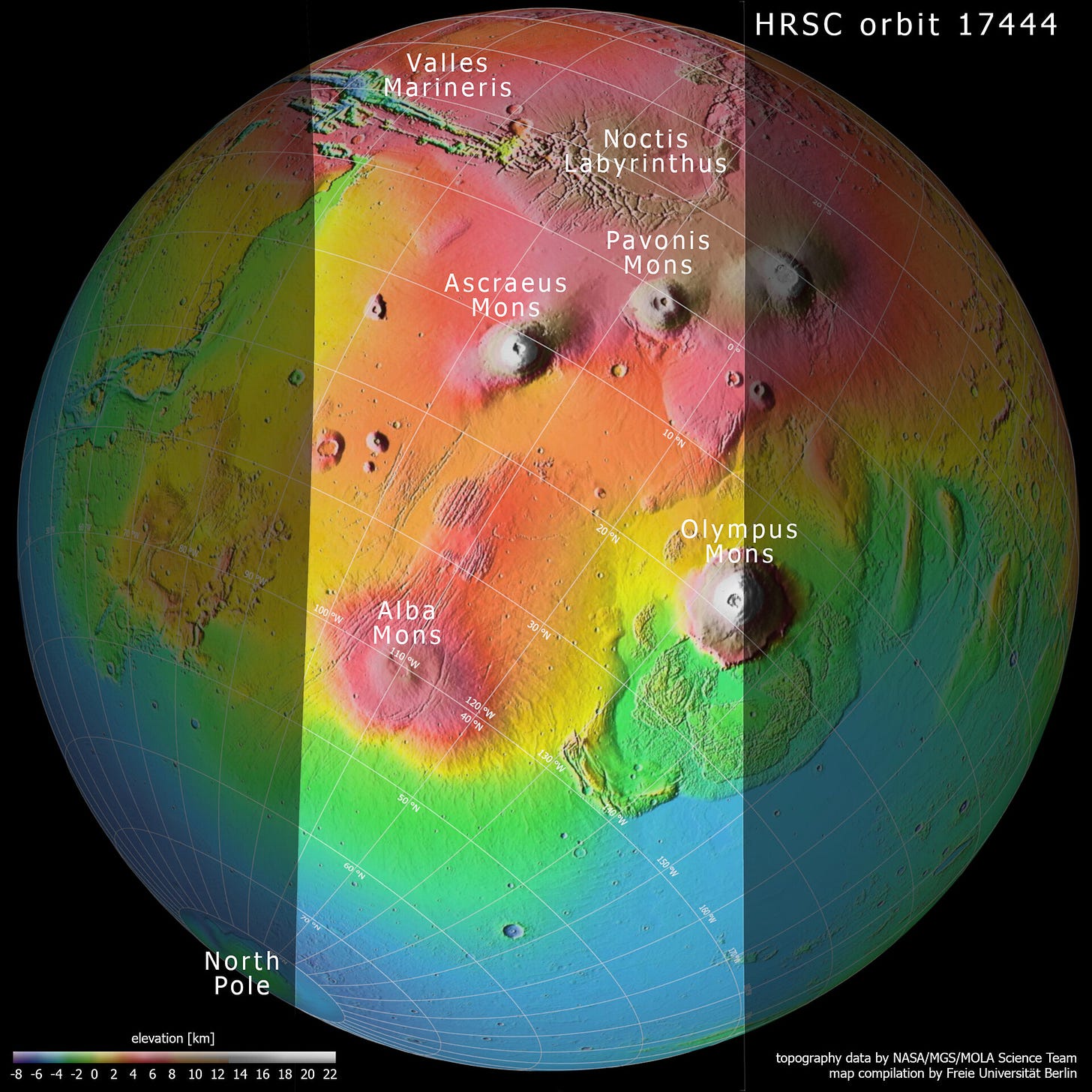 Topography of Tharsis region on Mars Topography of Tharsis region on Mars