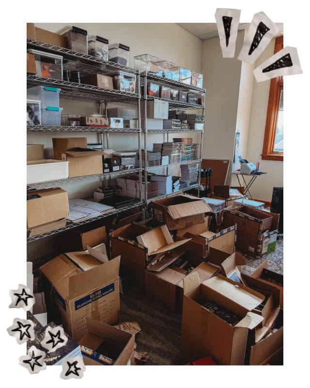 photo of an office with boxes