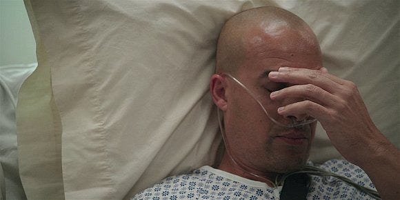 WAlker James passes out in hospital bed with Cordell and code blue called out. WAlker James passes out in hospital bed with Cordell and code blue called out.