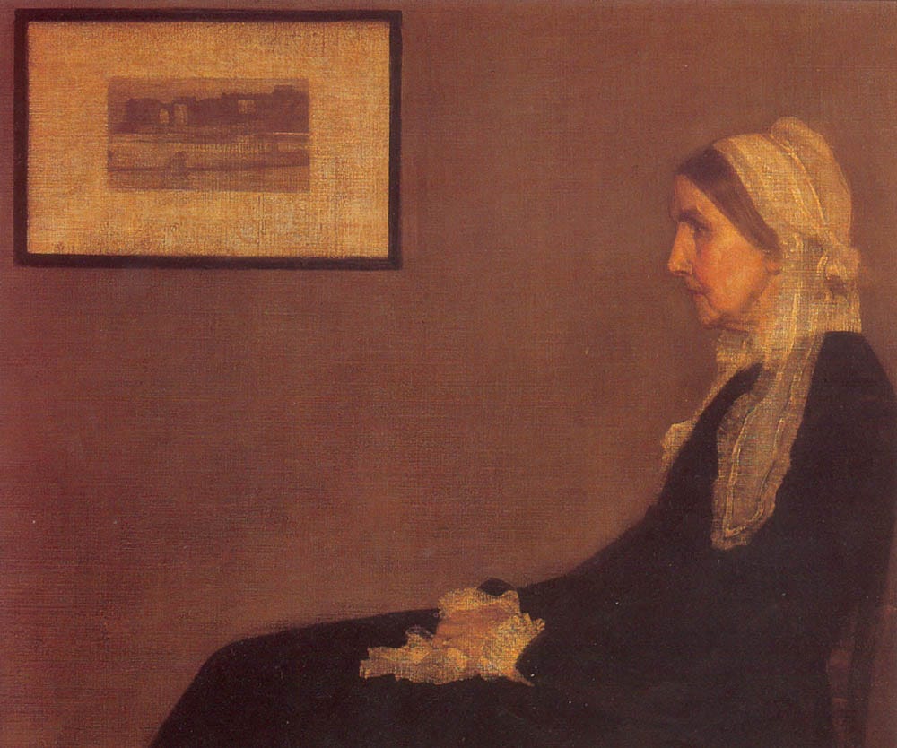 An elderly woman in profile in a dark dress against a bare wall An elderly woman in profile in a dark dress against a bare wall