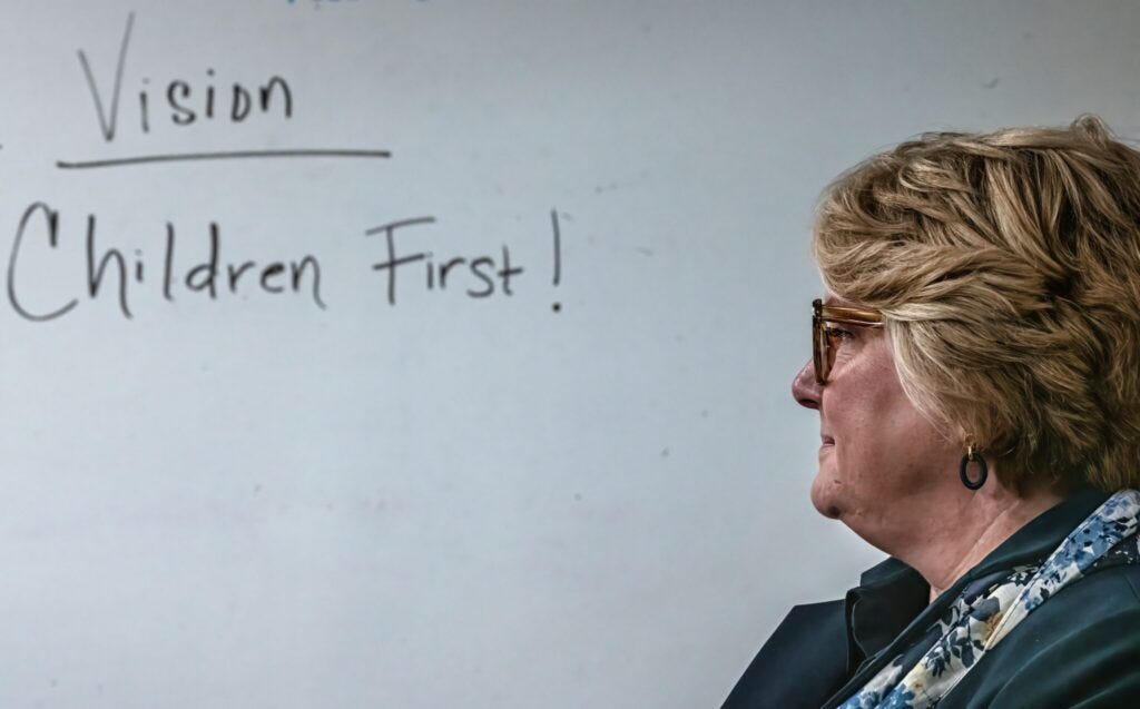 Margie Quin, commissioner of the Tennessee Department of Children’s Services, has been named as a defendant in two proposed class action lawsuits alleging DCS warehouses and mistreats children. Tennessee fared poorly in a new federal audit examining the number of foster children placed in hotels, office buildings and other potentially unsafe settings. (Photo by John Partipilo/Tennessee Lookout) Margie Quin, commissioner of the Tennessee Department of Children’s Services, has been named as a defendant in two proposed class action lawsuits alleging DCS warehouses and mistreats children. Tennessee fared poorly in a new federal audit examining the number of foster children placed in hotels, office buildings and other potentially unsafe settings. (Photo by John Partipilo/Tennessee Lookout)
