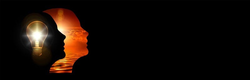 Head with a light bulb