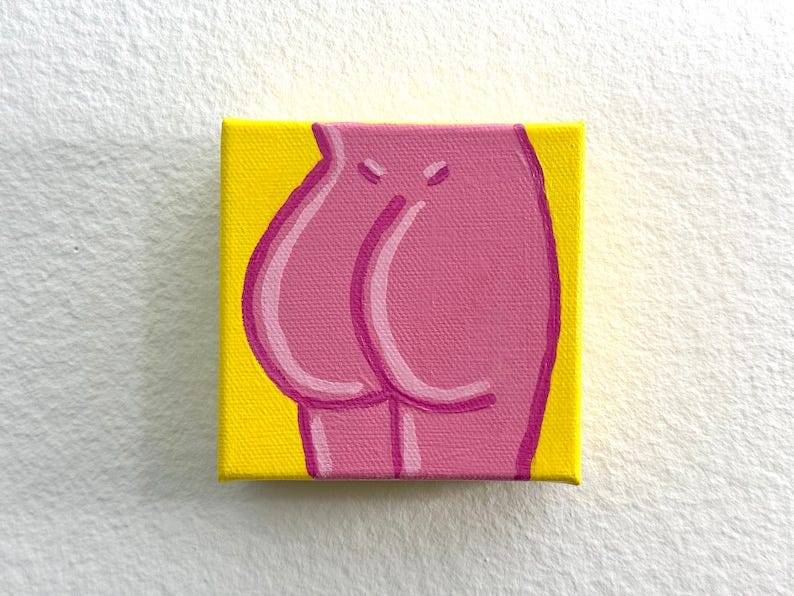 2024 Pop Art Butt 02 4x4 Acrylic Painting image 1 2024 Pop Art Butt 02 4x4 Acrylic Painting image 1