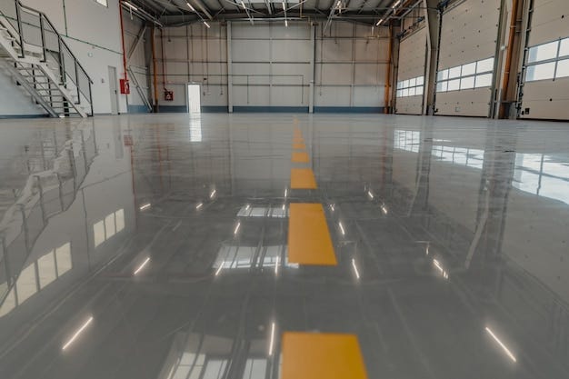 epoxy and waxed flooring with colorful signage