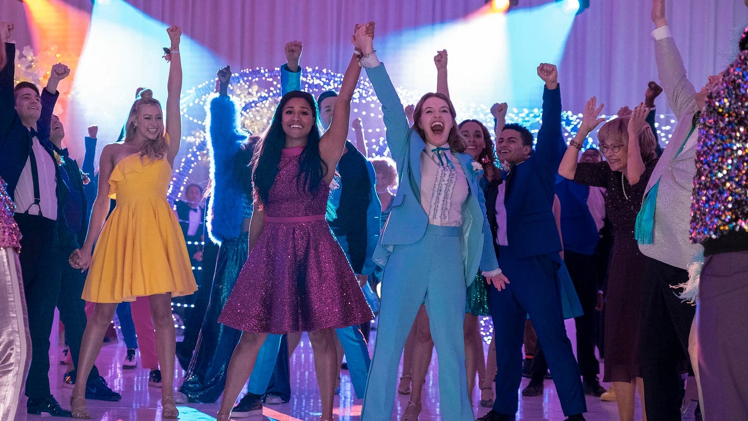 Ariana DeBose as Alyssa and Jo Ellen Pellman as Emma in Netflix's The Prom