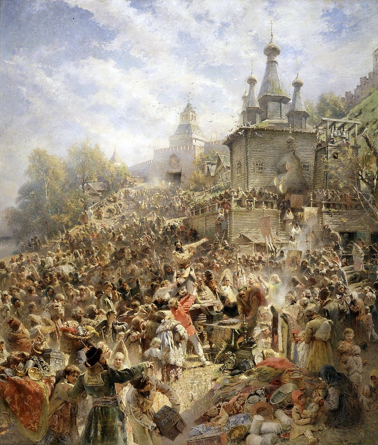 Painting of Kuzma Minin addressing a large crowd Painting of Kuzma Minin addressing a large crowd