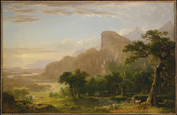 Landscape—Scene from "Thanatopsis," Asher Brown Durand, 1850, Metropolitan Museum of Art (Met) (public domain) Landscape—Scene from "Thanatopsis," Asher Brown Durand, 1850, Metropolitan Museum of Art (Met) (public domain)