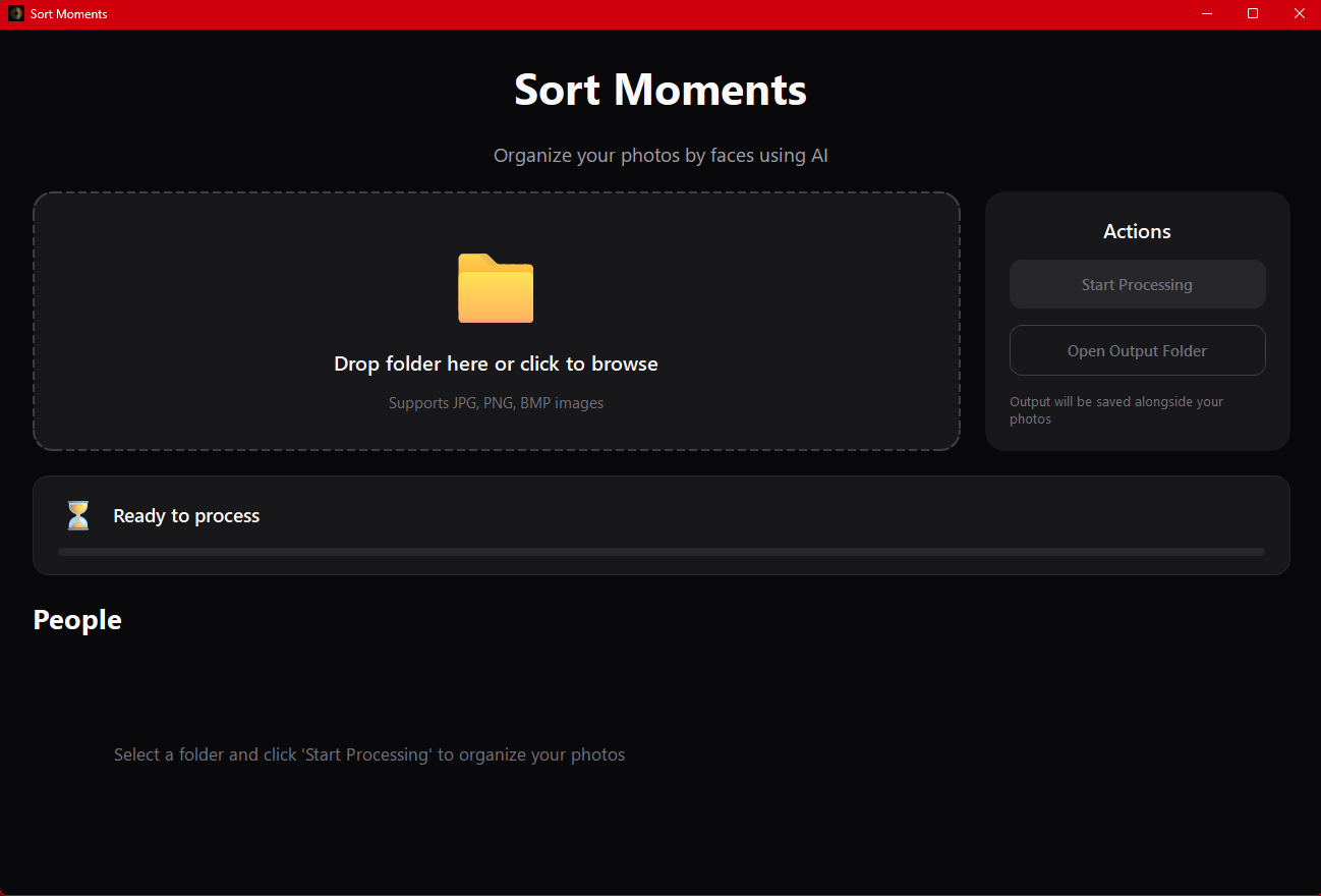 Sort Moments: The interface fully coded by Claude Code Sonnet 4.5
