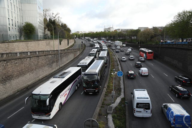 Truck drivers in Paris stage protest against high fuel prices, demand government support Truck drivers in Paris stage protest against high fuel prices, demand government support