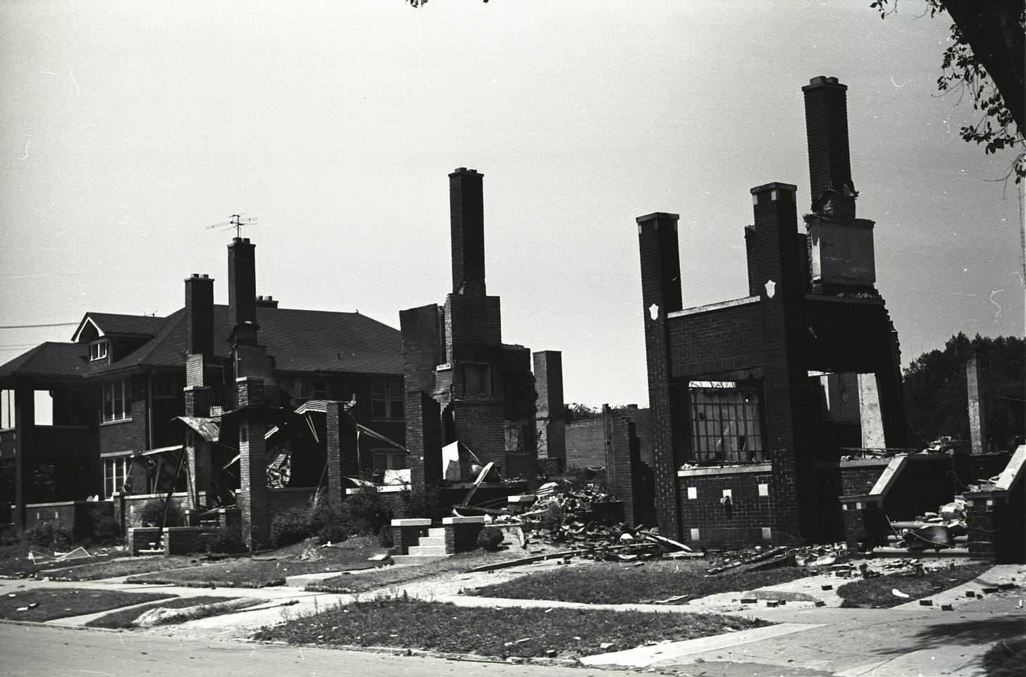 Destroyed buildings in Detroit, July 24, 1967