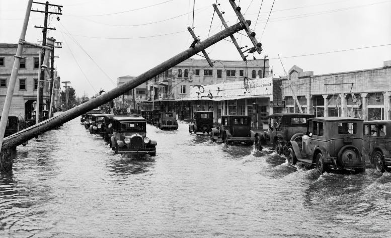 The intersection of Flagler Street and NW Twelfth Avenue in the aftermath of the storm. The intersection of Flagler Street and NW Twelfth Avenue in the aftermath of the storm.