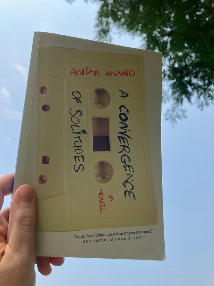 6 different images, books lying on a table or being held up by my hand: Audition by Katie Kitamura, Lion by Sonya Walger, The Rooftop Garden by Menaka Raman-Wilms, A Convergence of Solitudes by Anita Anand, The Immortal Woman by Su Chang, and The Parisian by Isabella Hammad
