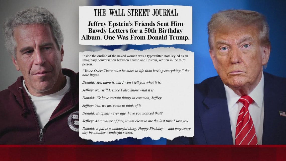 Trump pushes back on Wall Street Journal article over Epstein letter claim