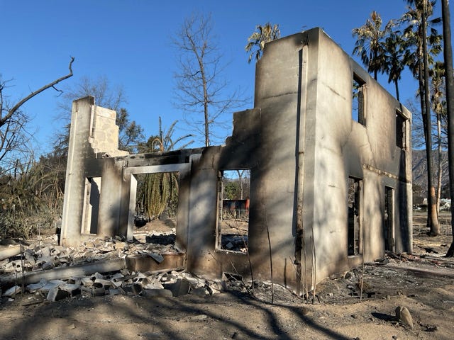 Burnt out shell of Tim Dundon's Altadena house