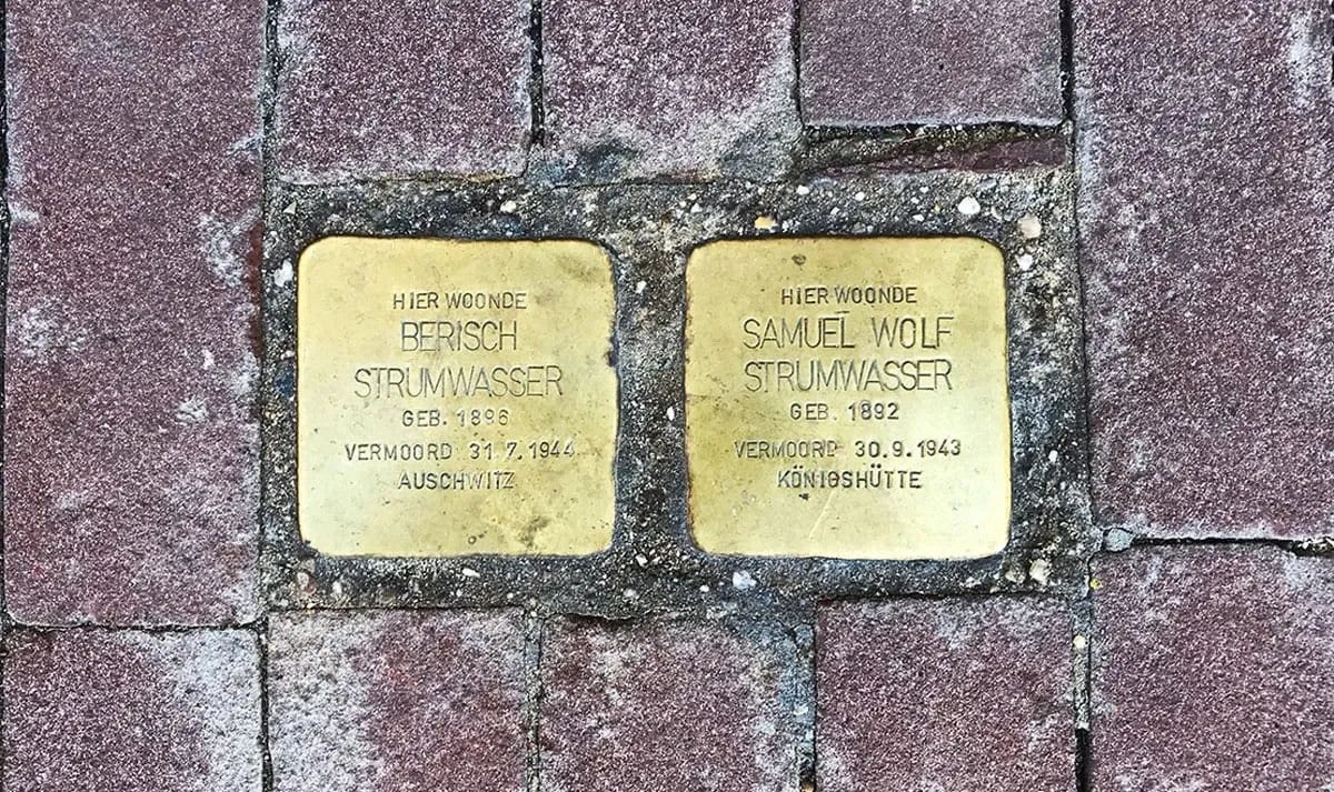 Memorial stones in the Netherlands to remember the Jews who were taken and murdered.
