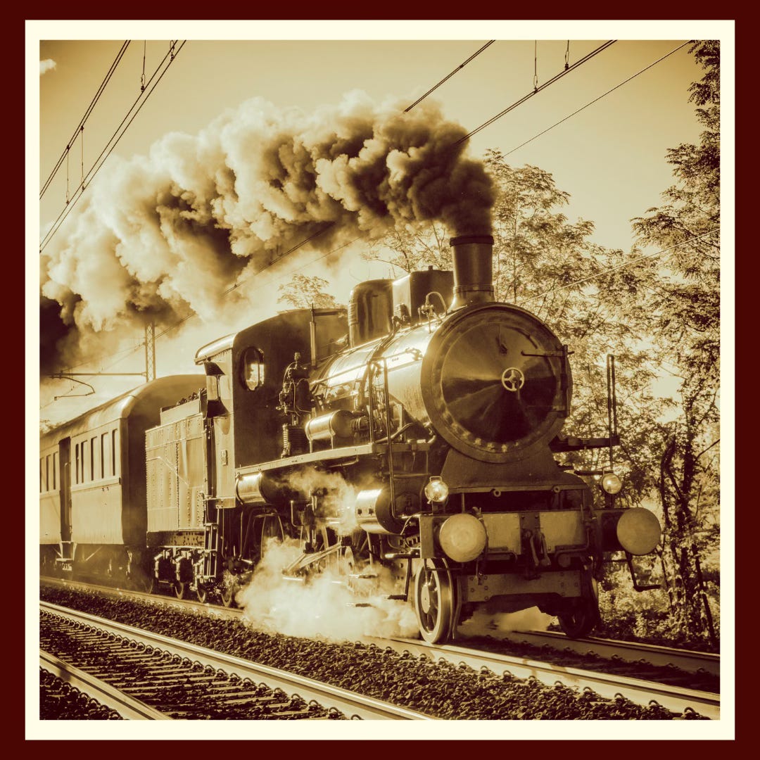 train with steam engine train with steam engine