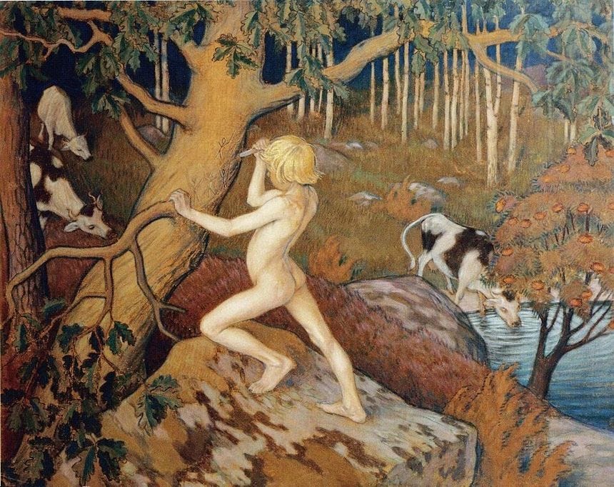 Episode from Kalevala (Kullervo carves his name into an oak), Väinö Blomstedt, 1897 Episode from Kalevala (Kullervo carves his name into an oak), Väinö Blomstedt, 1897