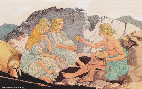This may contain: an illustration of three women sitting on rocks