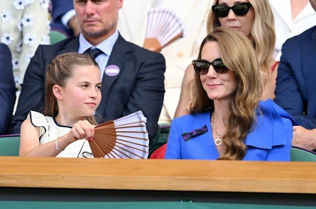 Princess Charlotte fanning her mum Princess Charlotte fanning her mum