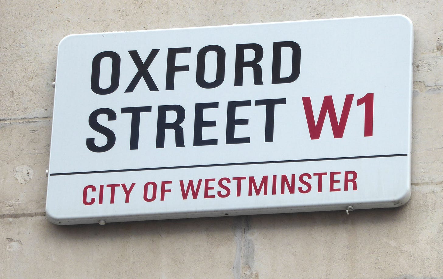 City of Westminster street sign for Oxford Street, W1.