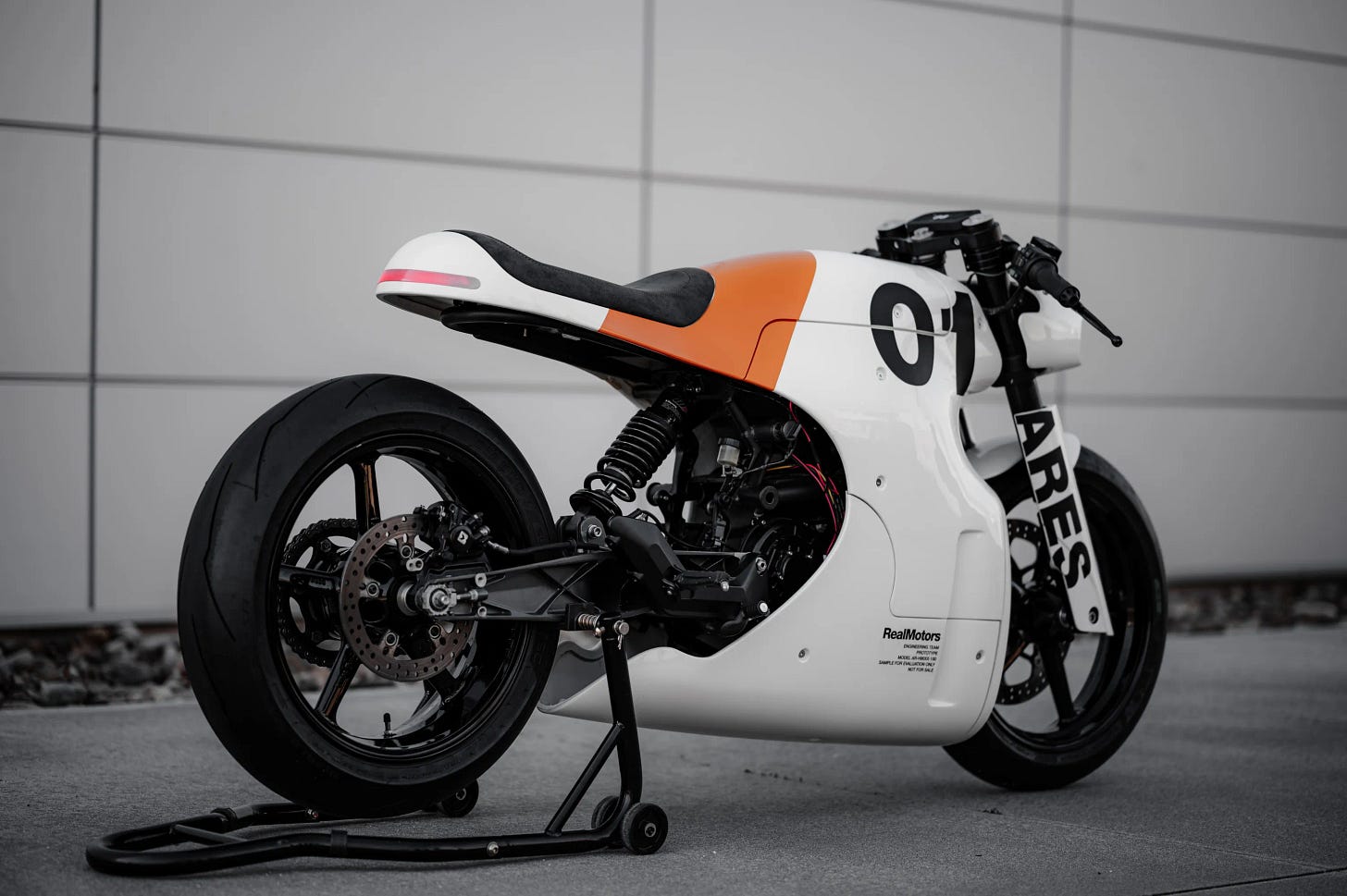 Side view of electric motorcycle