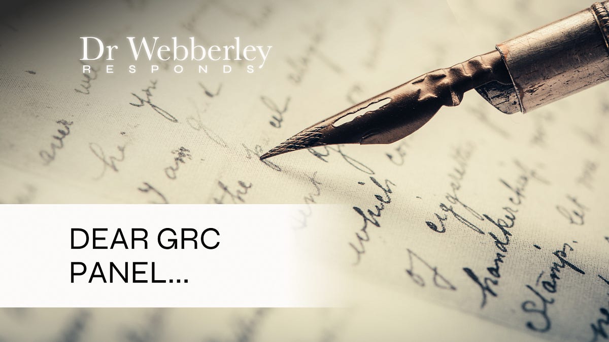 Open letter to GRC panel members on assessment process
