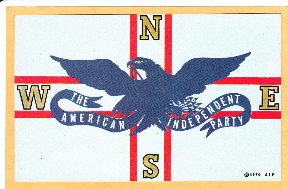 Political Postcard - The American Independent Party Political Postcard - The American Independent Party