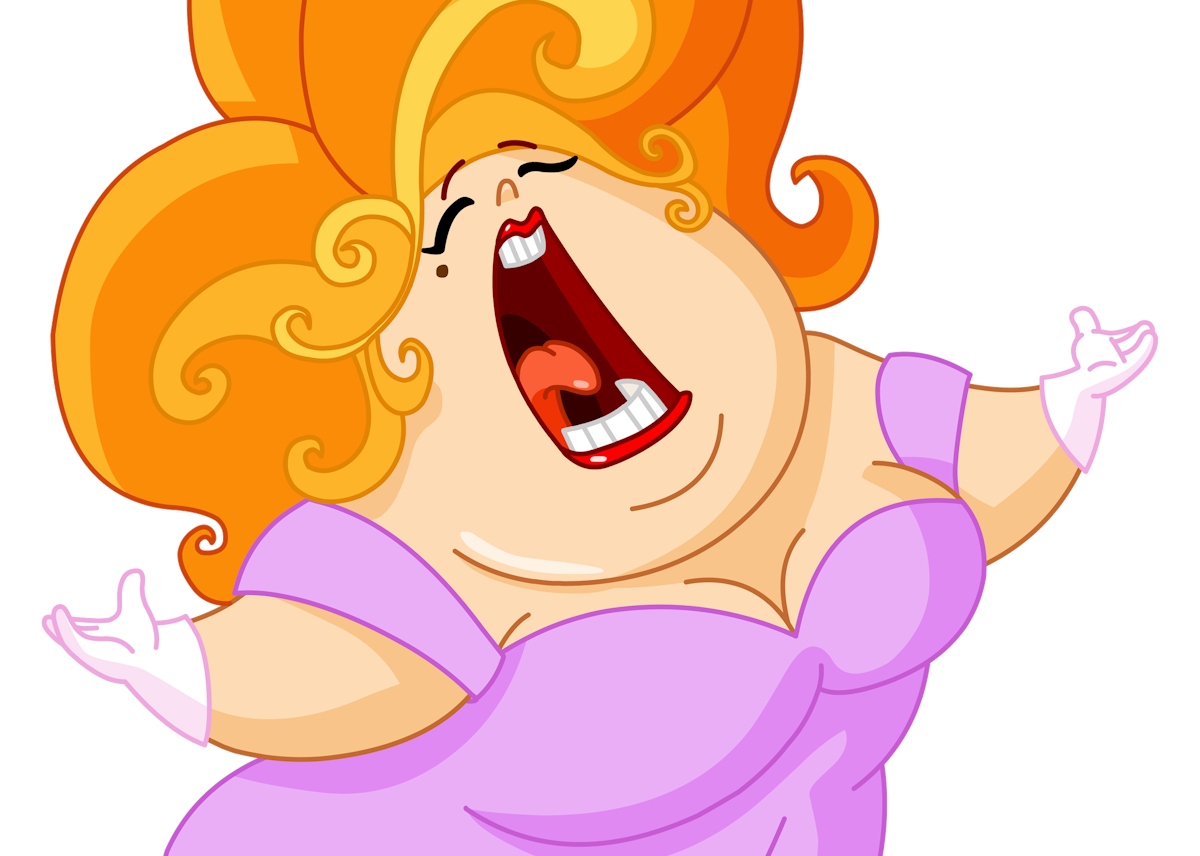 Cartoon of fat lady opera singer