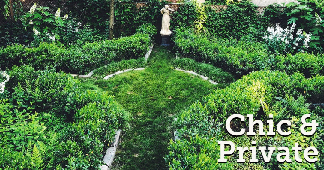 French style garden like the secret gardens of Paris made with North American native plants
