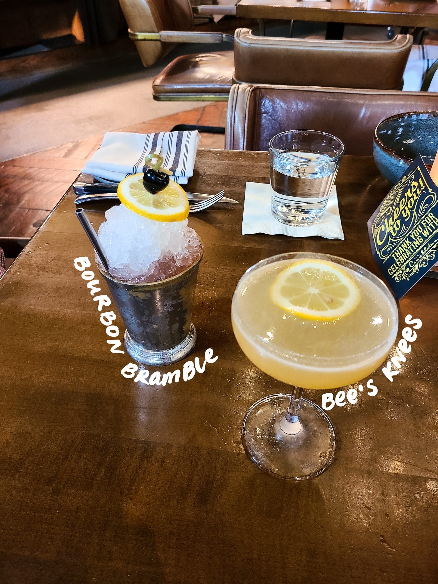 The Crunkleton cocktails Bourbon Bramble and Bee's Knees