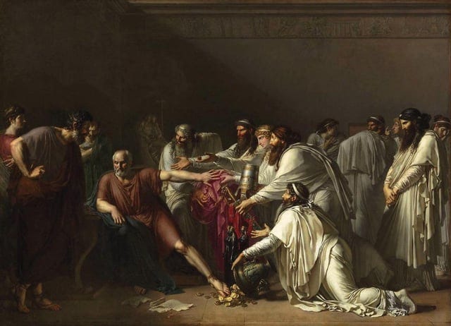 r/europe - Hippocrates refusing the gifts of Artaxerxes. Painting by Anne-Louis Girodet, 1792. History of Medicine Museum, Paris