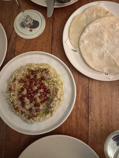 Baba ganoush, kibbeh and knafeh