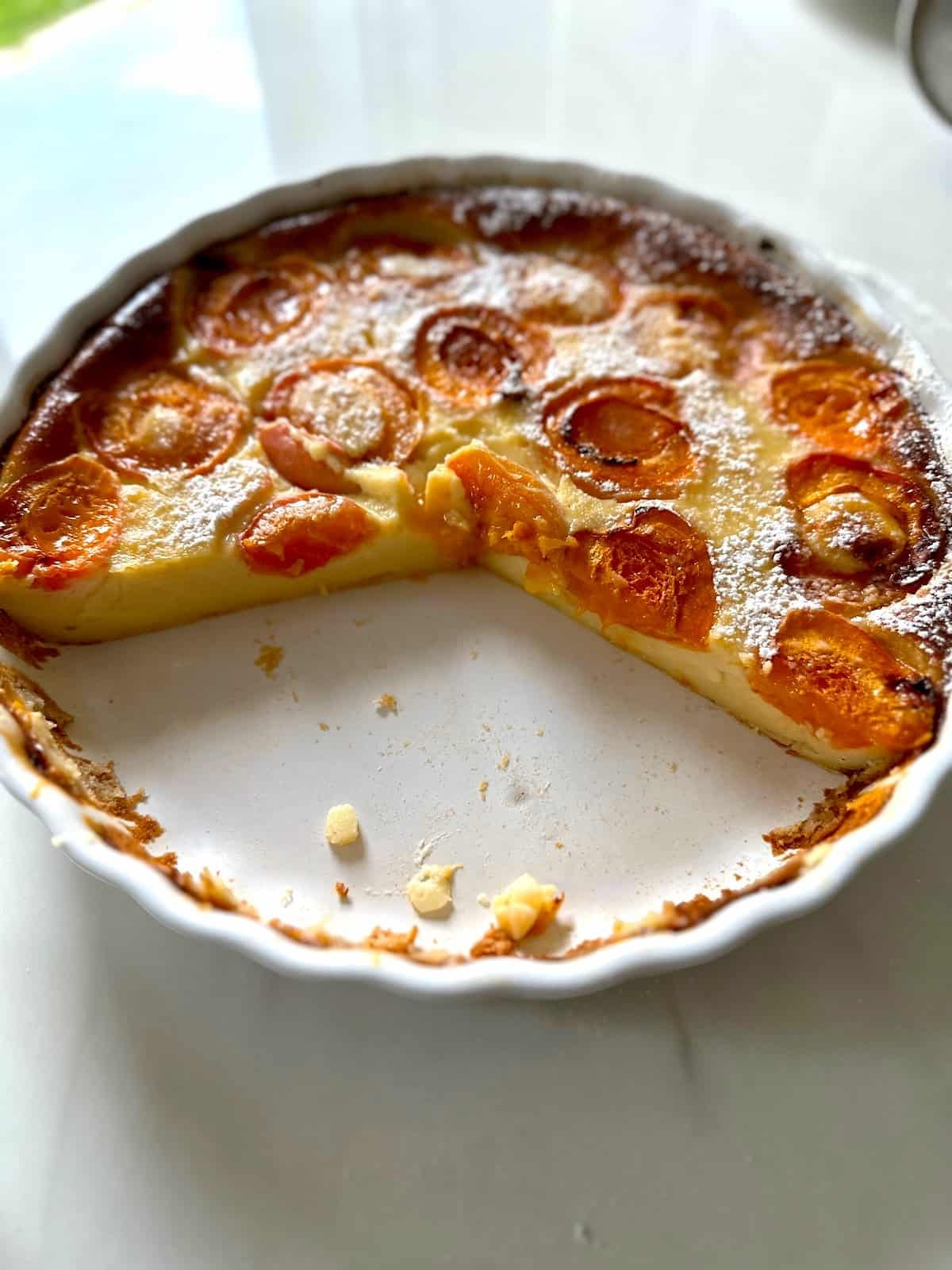 A sliced into apricot clafoutis A sliced into apricot clafoutis