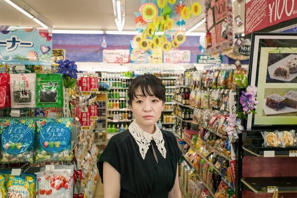 Sayaka Murata in a Tokyo convenience store similar to the one where the main character in her novel works.