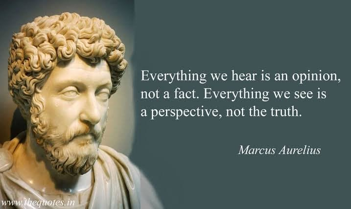 Everything we hear is an Opinion, not a Fact. Everything we see is a  perspective, not the Truth." - Marcus Aurelius [717x427] : r/QuotesPorn