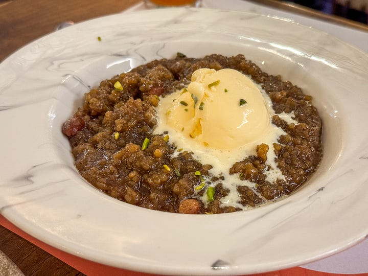 L-R: Alleppey chicken curry and hot new payasam with ice cream--get the ice cream.