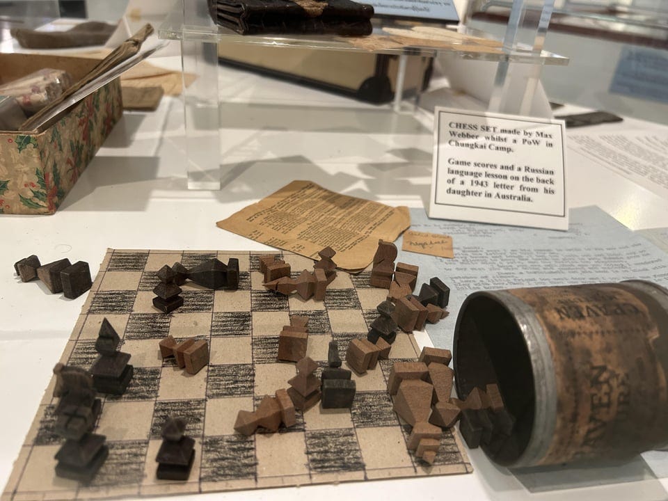 r/chess - Chess board made in a WWII war camp in thailand