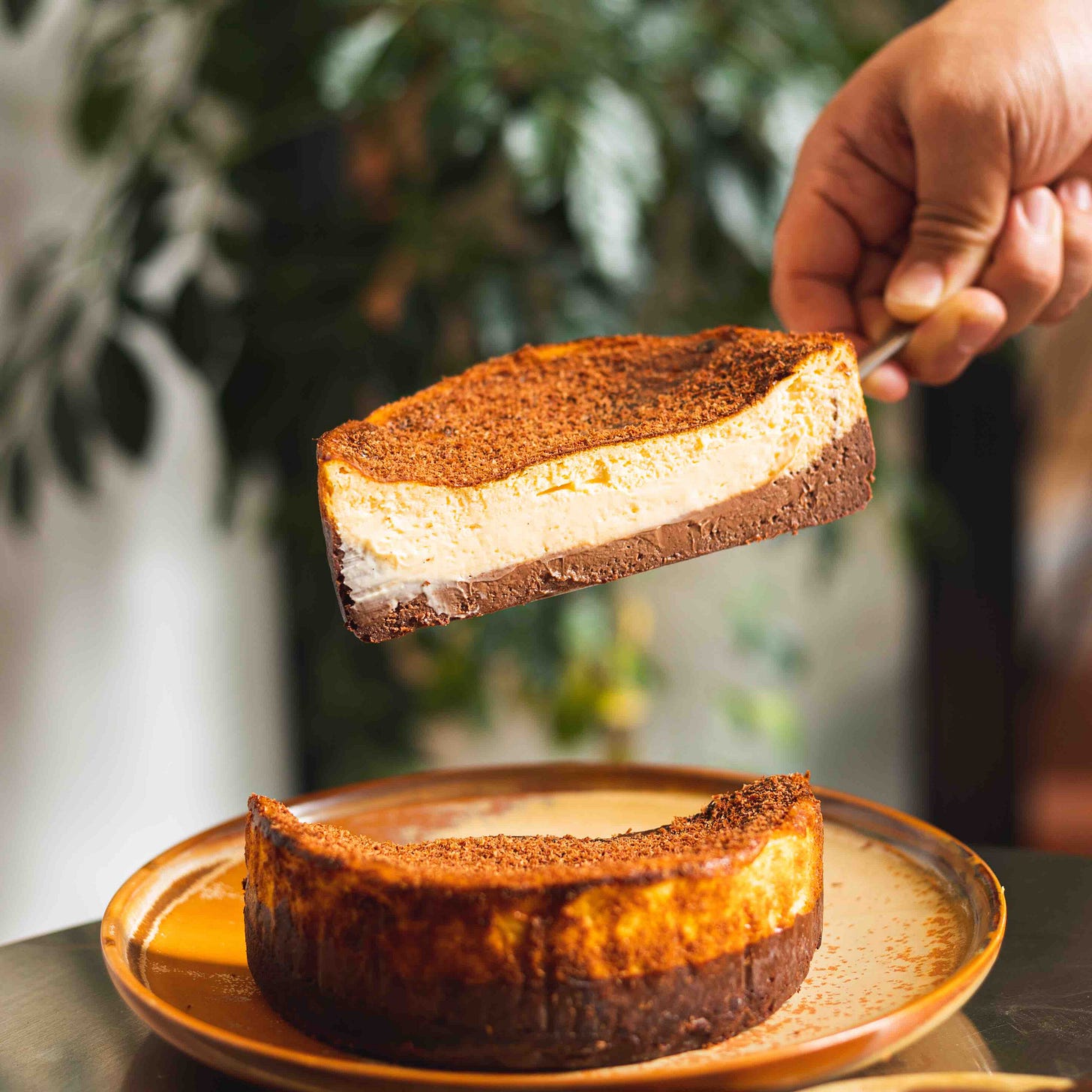 Dark chocolate Basque cheesecake