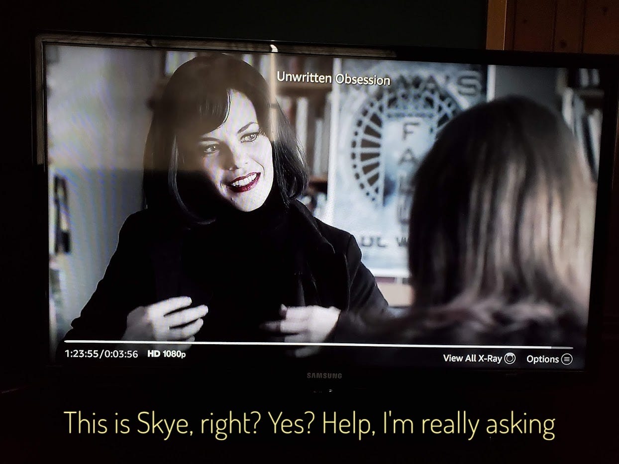 Skye but with shorter darker hair and bangs, captioned "This is Skye, right? Yes? Help, I'm really asking"