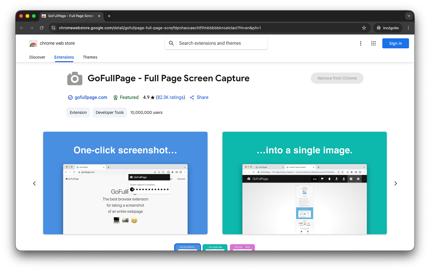 Screenshot de GoFullPage