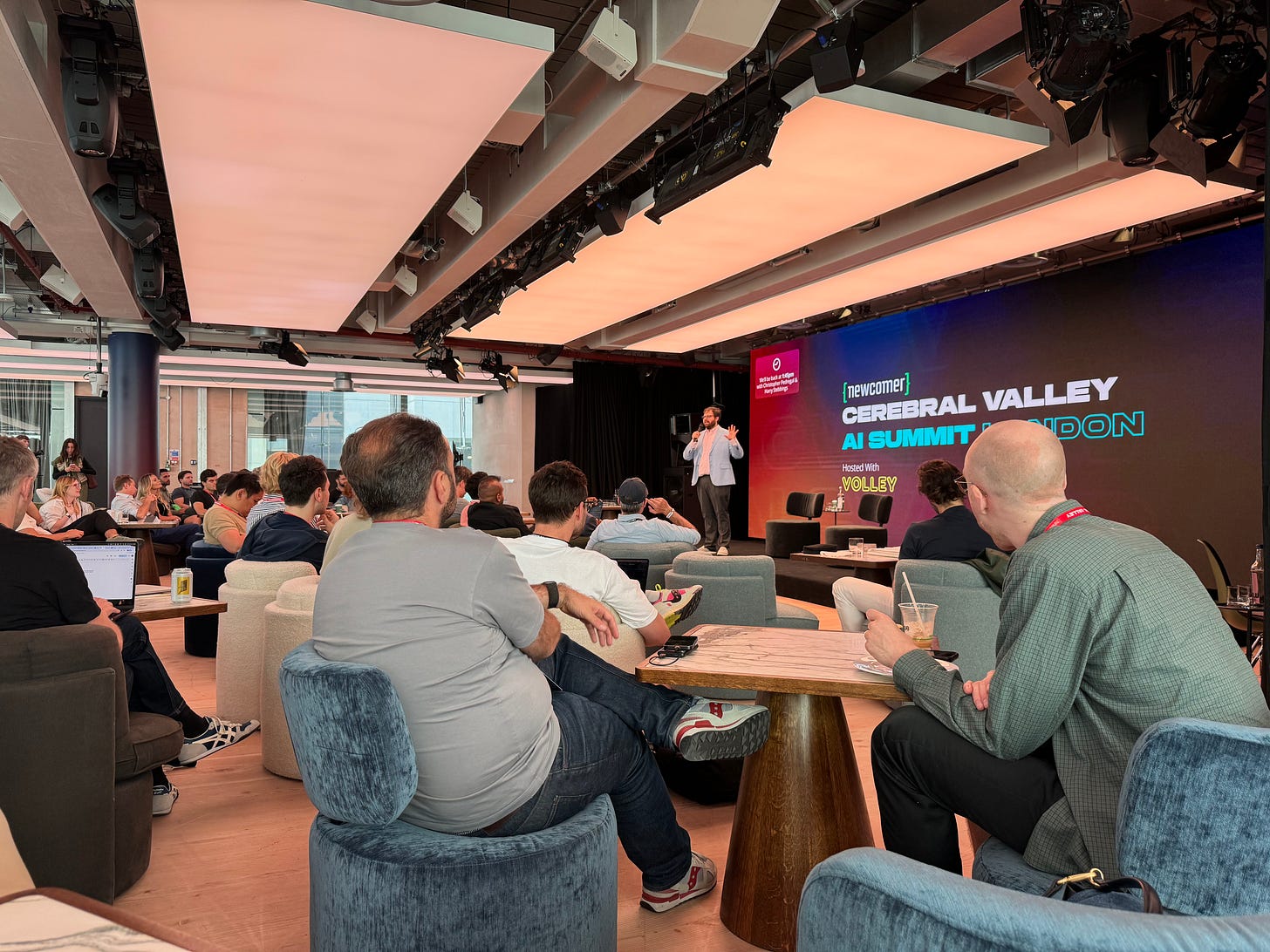 Eric Newcomer presenting the AI Summit in London