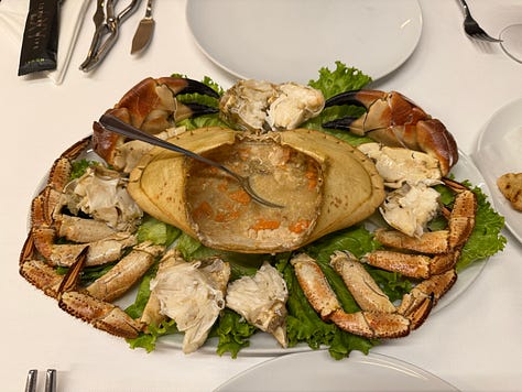 Medium shrimp, scarlet shrimp with rice,and brown crab with no sauce