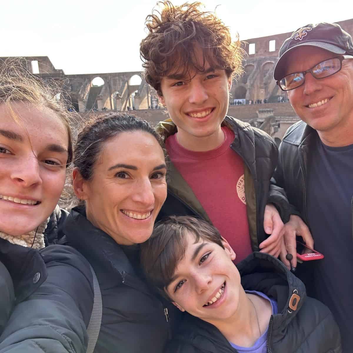 Laura with her husband and three kids