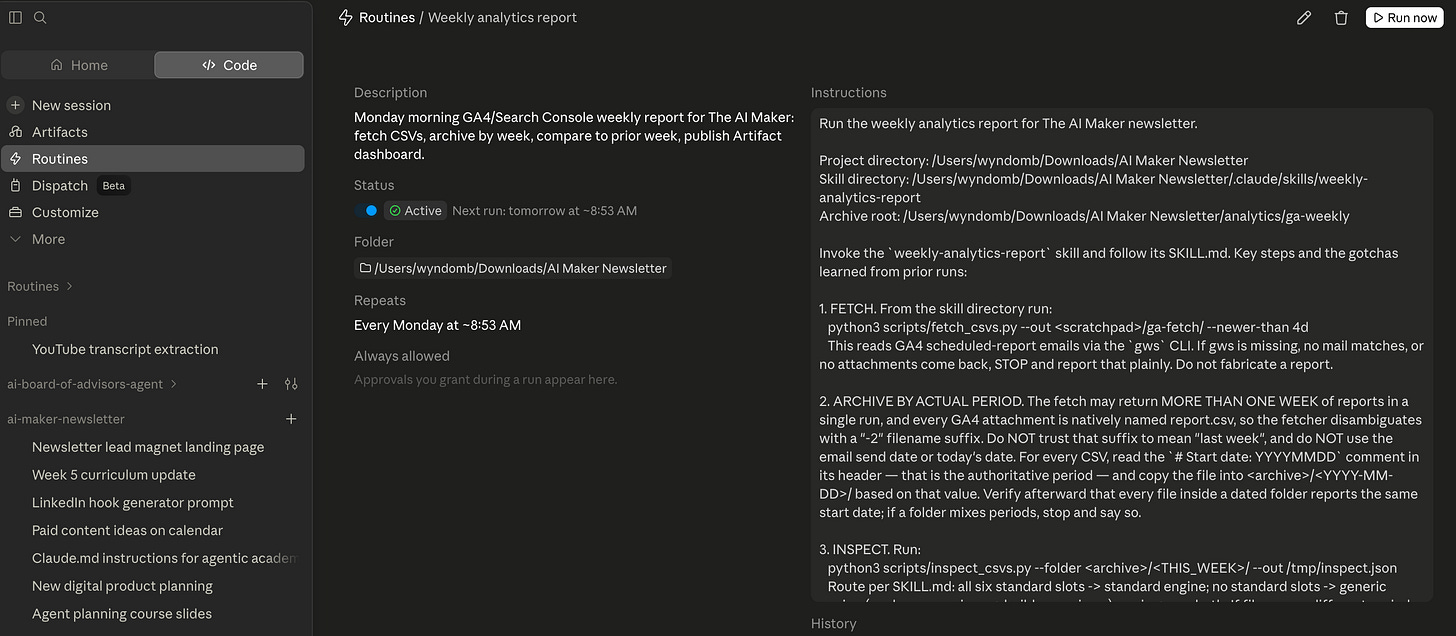 Claude Code Routine for a weekly Google Analytics and Search Console report