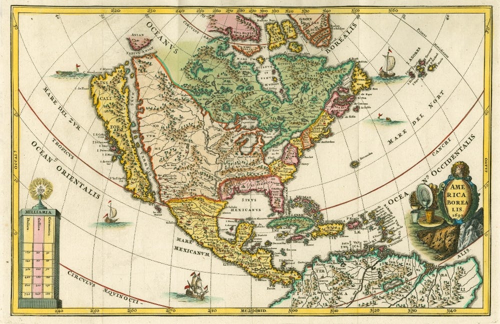Vintage Map of North America 1699