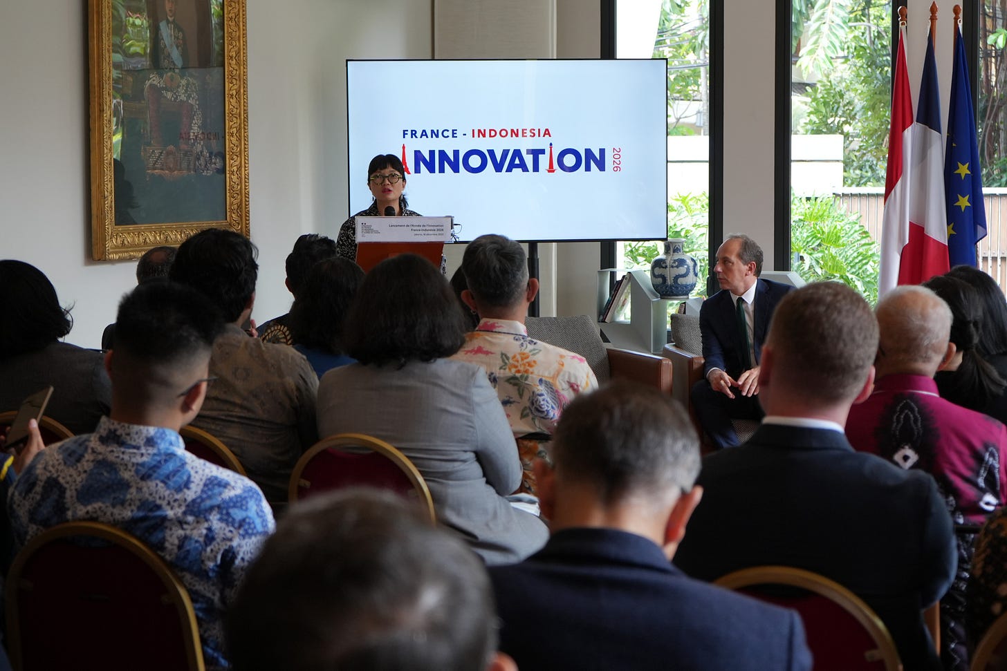 Panel discussion at the launch of FranceāIndonesia Innovation Year 2026 in Jakarta, highlighting bilateral cooperation in technology and sustainability. Panel discussion at the launch of FranceāIndonesia Innovation Year 2026 in Jakarta, highlighting bilateral cooperation in technology and sustainability.