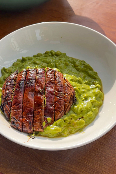 Creamy Green Beans with Portobello Steaks Creamy Green Beans with Portobello Steaks
