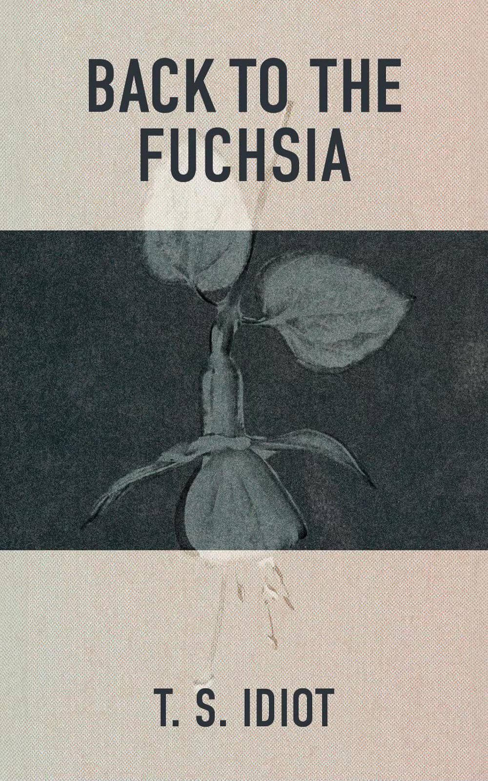 Book cover in muted tones showing a fuchsia flower