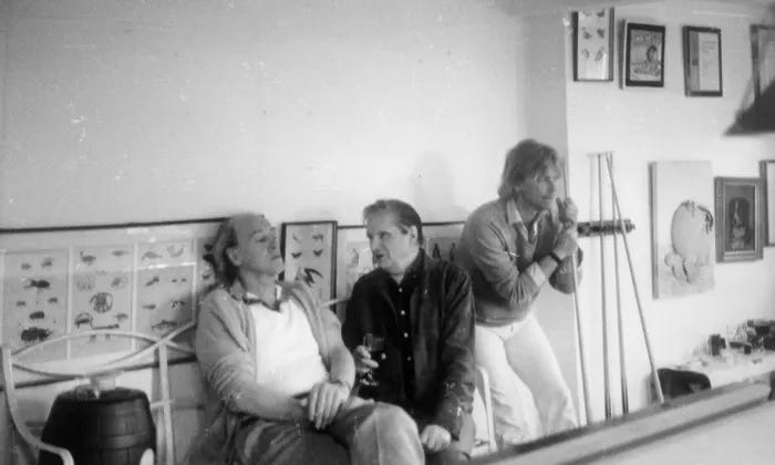 Roald Dahl, Bacon and Joule. The three men spent the weekend in 1982 at Dahl’s country home in Great Missenden. Photograph: Copyright: Barry Joule Roald Dahl, Bacon and Joule. The three men spent the weekend in 1982 at Dahl’s country home in Great Missenden. Photograph: Copyright: Barry Joule